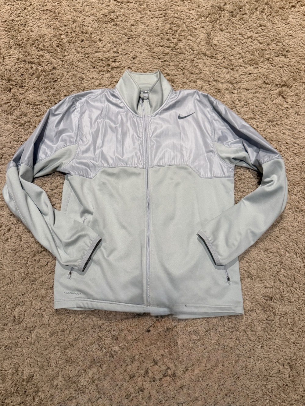 Nike Men's Full Zip Tennis Athletic Thermafit Jacket Gray Size Large